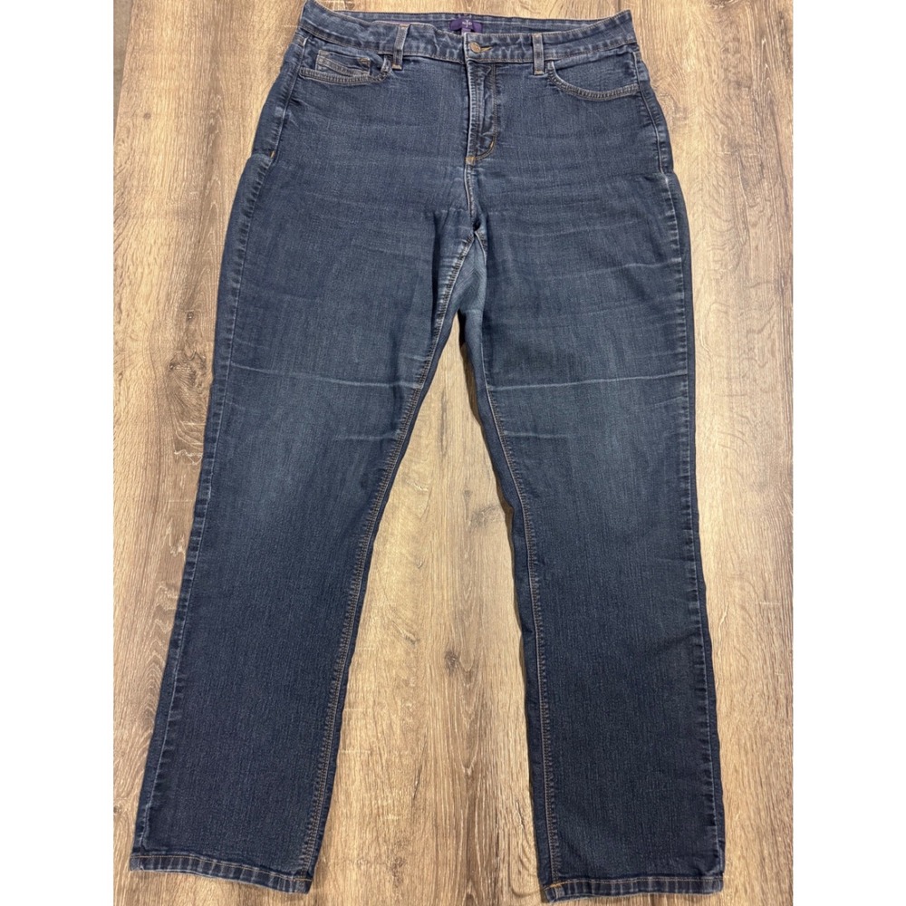 NYDJ Marilyn Straight Leg Jeans Dark Wash Lift Tuck Denim 14W